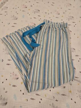 *Secret Treasures* Teal, Blue, White and Metallic Silver Striped Pajama Pants